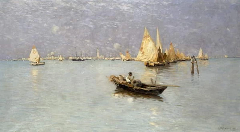 Barche a vela nella laguna di Venezia